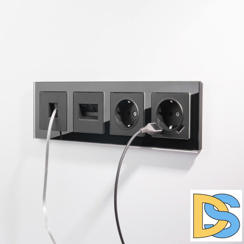 Розетка двойная Ethernet RJ-45 Werkel (черный матовый) W1182208