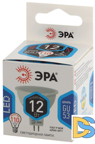 Лампа светодиодная Эра GU5.3 12W 4000K LED MR16-12W-840-GU5.3 Б0040888