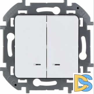 Переключатель проходной Legrand Inspiria 2-кл с подсветкой белый, 673665