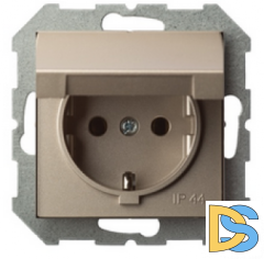 Розетка с заземлением,с крышкой Epsilon шампань