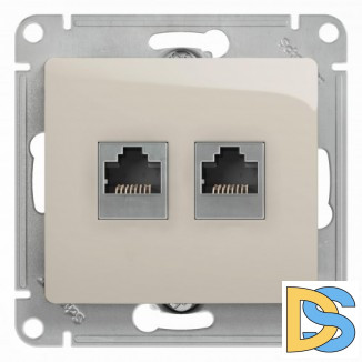 Розетка телефонная+компьютерная RJ-11/RJ-45 кат. 5e, Молочный, серия Glossa, Schneider Electric