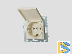 Розетка одинарная с заземлением с крышкой без рамки кремовая Vesta-Electric Cream