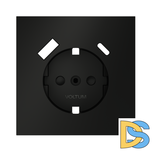 Накладка для розетки с заземлением и защитными шторками, с USB A+C, S70 (черный матовый)