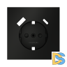 Накладка для розетки с заземлением и защитными шторками, с USB A+C, S70 (черный матовый)