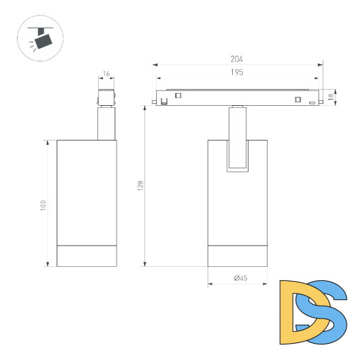 Трековый магнитный светильник Arlight MAG-ORIENT-SPOT-R45-12W Day4000-MIX (BK, 24 deg, 48V, TUYA) 047019