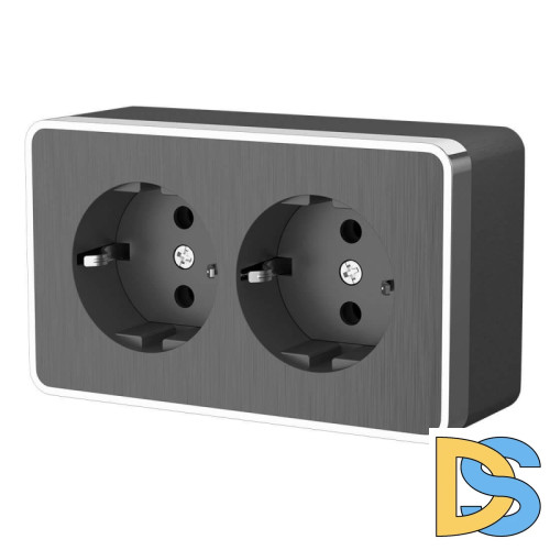 Розетка двойная с заземлением Werkel Gallant графит рифленый W5072104 4690389164675