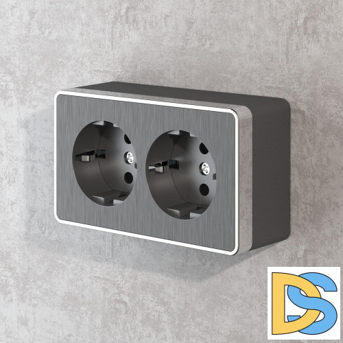 Розетка двойная с заземлением Werkel Gallant графит рифленый W5072104 4690389164675