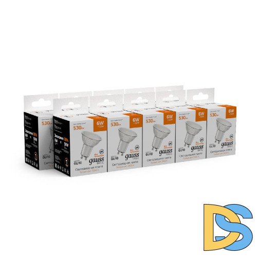 Лампа светодиодная Gauss Basic GU10 6W 3000K 10106162