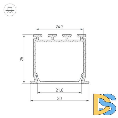 Алюминиевый профиль Arlight PLS-Lock-H25-FS-3000 Anod 023386