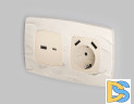 Лицевая панель для розетки с/з со шторками 2USB A+A Ambrella Volt Omega OP3090
