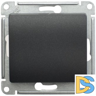 Выключатель 1-клавишный; кнопочный, Антрацит, серия Glossa, Schneider Electric