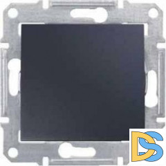 Выключатель 1-клавишный; кнопочный, Графит, серия Sedna, Schneider Electric