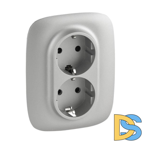 Розетка двойная Legrand Valena Allure 16A 250V с/з со шторками безвинтовой зажим алюминий 753926