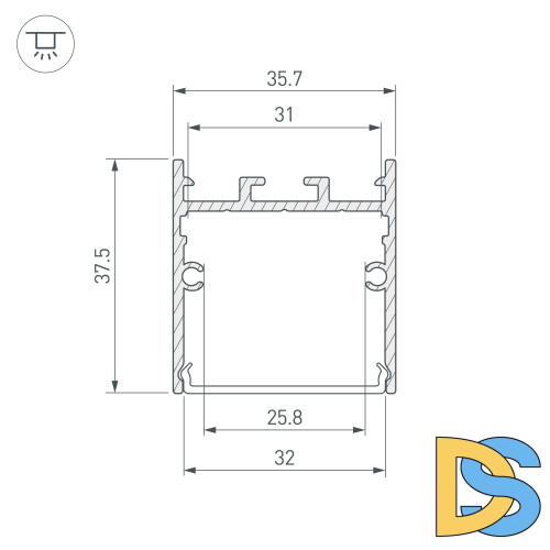 Алюминиевый профиль Arlight SL-LINE-3638-LW-2000 ANOD 038362