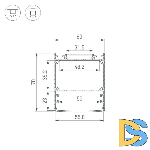 Профиль Arlight LINE-6070-3000 ANOD 047502