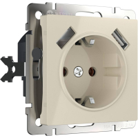 Розетка с заземлением, шторками и USB